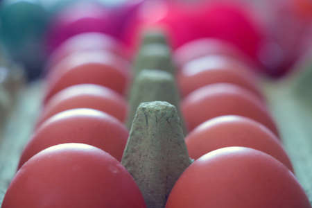 The carton contains eggs from the store. Fresh homemade products. Environmentally friendly foodの写真素材