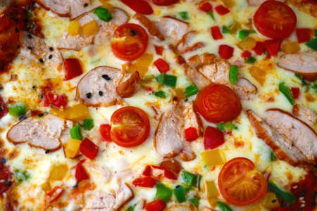 Top view of fresh hot pizza. Fast foodの写真素材