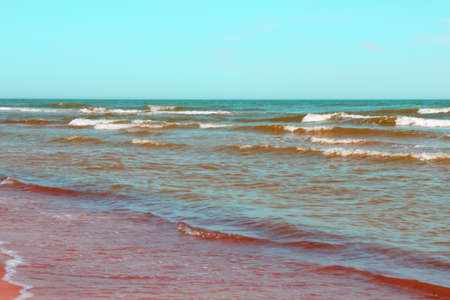 View of the sea or ocean against the blue skyの写真素材
