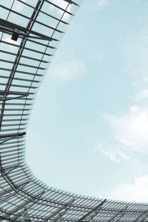 Modern construction of the building against the blue skyの写真素材