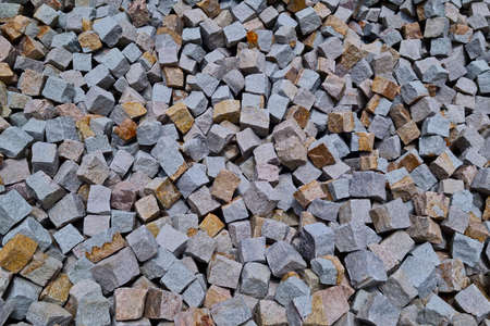 View of small cement bricks, wall texture, backgroundの写真素材