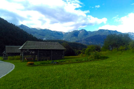 Picturesque view of the mountains on a sunny dayの写真素材