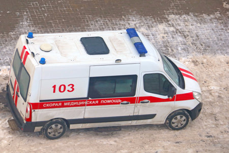 Minsk, Belarus, February 12, 2020: An ambulance arrived at the callのeditorial素材