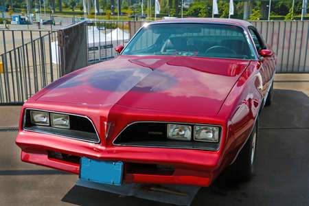 Wroclaw, Poland, August 1, 2021: View of the red old Pontiacのeditorial素材
