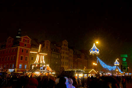 Wroclaw, Poland, December 9, 2021: Christmas market in the market square. City decoration. Preparing for Christmas and New Year. Festive moodのeditorial素材
