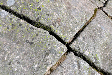 View of the cracks in the rocks. The texture of the stoneの写真素材