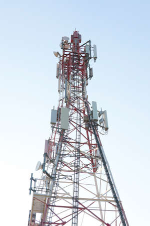 Modern communication tower with equipment. Mobile connection. Modern technologies, 5g.