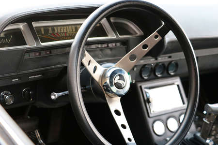 Wroclaw, Poland, August 25, 2021: interior of an old sports car