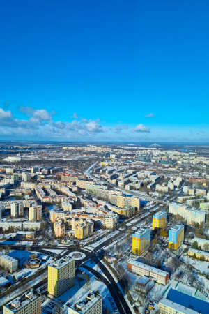 Wroclaw, Poland, December 15, 2021: View from above on winter Wroclawのeditorial素材
