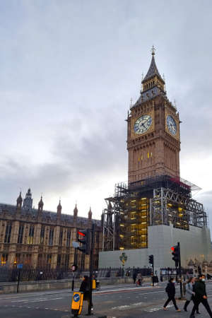 London, United Kingdom, February 7, 2022: Big Ben Restoration is the popular tourist name for the...