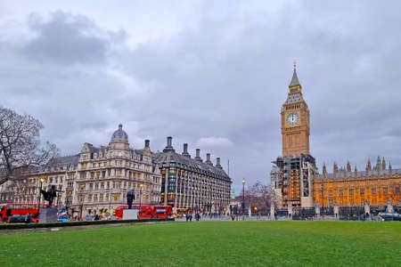 London, United Kingdom, February 7, 2022: Big Ben is the popular tourist name for the clock tower at...