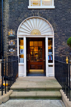 London, United Kingdom, February 7, 2022: Beautiful front door to an old building in Londonのeditorial素材