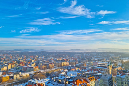 Klodzko, Poland, December 15, 2021: Scenic view of mountains in Klodzko.のeditorial素材