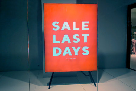 Signboard with the sale of things in the mall. Saleの写真素材