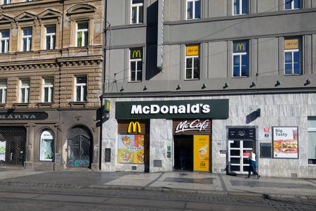 Prague, Czech Republic, October 15, 2022: McDonald's is an American food service corporation and the world's largest chain of fast food restaurantsのeditorial素材