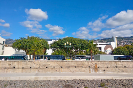 Madeira, Portugal, November 22, 2022: embankment of the city of Funchal, Madeira, Portugal.のeditorial素材
