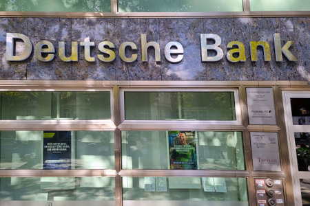 Berlin, Germany, October 2, 2022: Deutsche Bank logo in Berlin.のeditorial素材