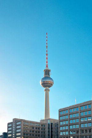 Berlin, Germany, October 2, 2022: TV tower with restaurant Sphere.のeditorial素材