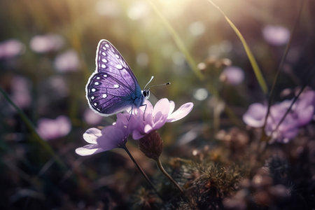 butterfly on a flower. spring time. Generative AIの素材