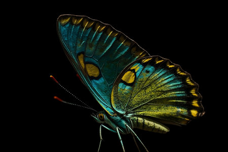 butterfly on black background. Generative AIの素材