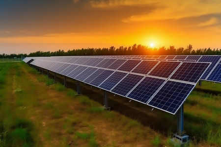 solar panels on the field. Generative AIの素材