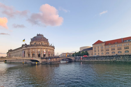 Berlin, Germany, October 1, 2022: view of the Bode Museum and the Spree River in Berlin.のeditorial素材
