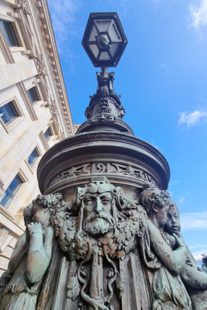 Berlin, Germany, October 1, 2022: beautiful old lighting poles. Street lighting.のeditorial素材