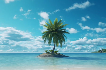 beach with palm trees. Generative AIの素材
