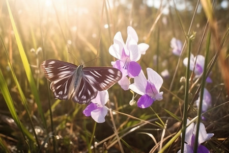 butterfly on a flower. Generative AIの素材