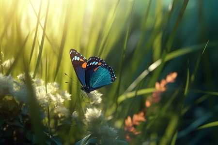 butterfly on a meadow. Generative AIの素材