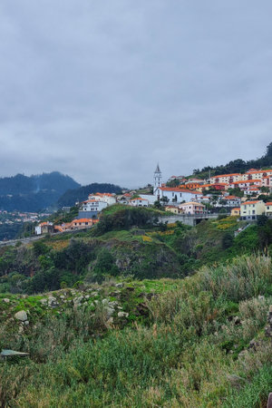 Madeira, Portugal, November 25, 2022: houses are located on the slope of Madeira island.のeditorial素材