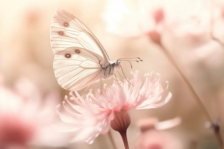 Close-up of a butterfly on a flower. Generative AIの素材