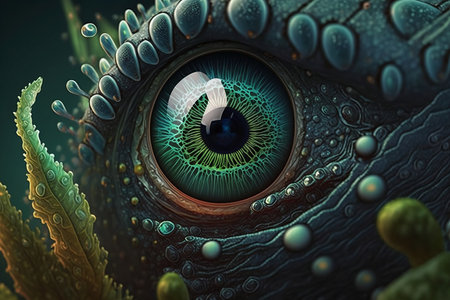 Close-up on a green dragon. Generative AIの素材