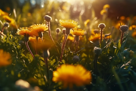 flowers in the grass. Generative AIの素材