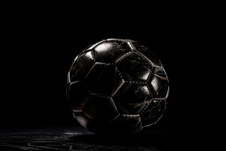 soccer ball on black background. Generative AIの素材
