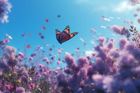 butterfly in the sky. Generative AIの素材