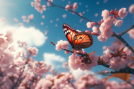 butterfly on flower. Generative AIの素材