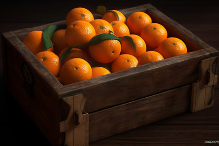 oranges in a box. Generative AIの素材