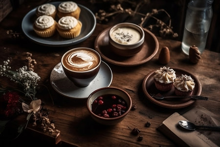 still life with coffee and cinnamon. Generative AIの素材