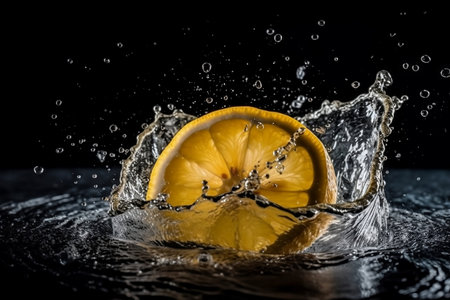 lemon splash in water. Generative AIの素材