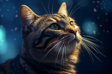 Beautiful cat looks up. Generative AIの素材