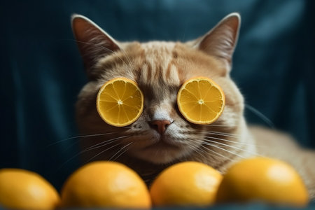 cat with orange. Generative AIの素材