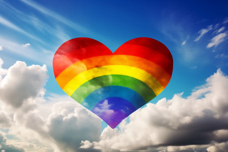 heart shaped balloon in the sky. Generative AIの素材