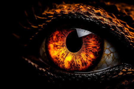 Close-up on a yellow eye. Generative AIの素材