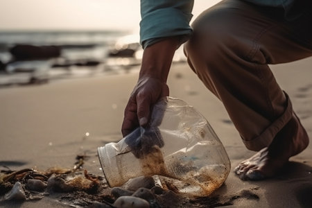 The person removes the plastic bag. Generative AIの素材