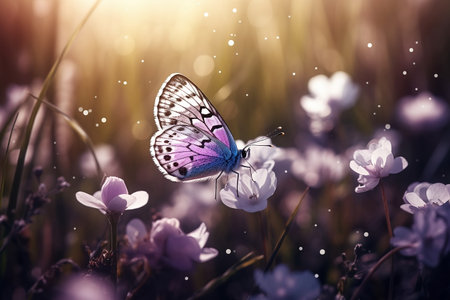 butterfly on a flower. Generative AIの素材