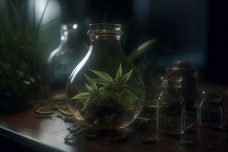 Growing medical cannabis. Generative AIの素材