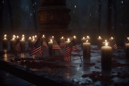 Burning candles for the victims. Generative AIの素材