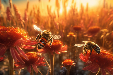 bee on flower. Generative AIの素材