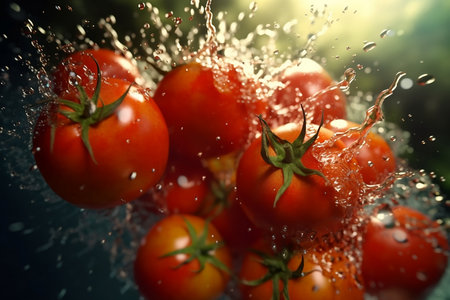 tomato in water. Generative AIの素材